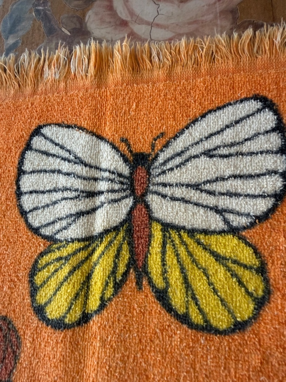 Vintage MCM 1970s Terry Cloth Kitchen Towel  Butterfly, Pepper Mill & Veggies - Picture 3 of 11